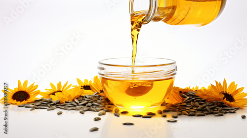 Sunflower oil flowing
