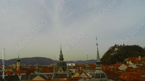 Timelapse city of Graz, Austria, clocktower graz