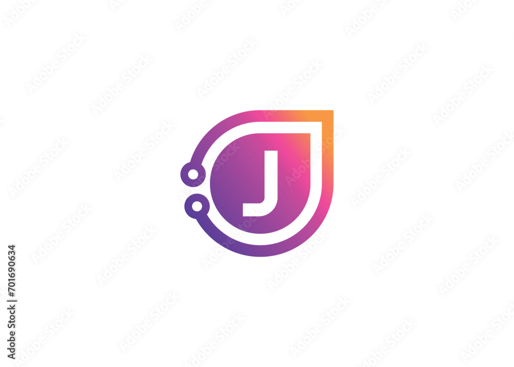 Letter J Technology vector monogram logo design template. Letter J molecule, Science and Bio technology Vector logo Letter J Technology vector monogram logo design template. Letter J molecule, Science and Bio technology Vector logo