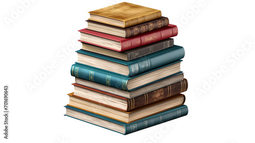 Stack of books, 3D rendering isolated on transparent background