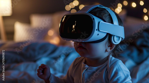 Baby's first VR adventure--innocence meets technology, captured in HD clarity photo