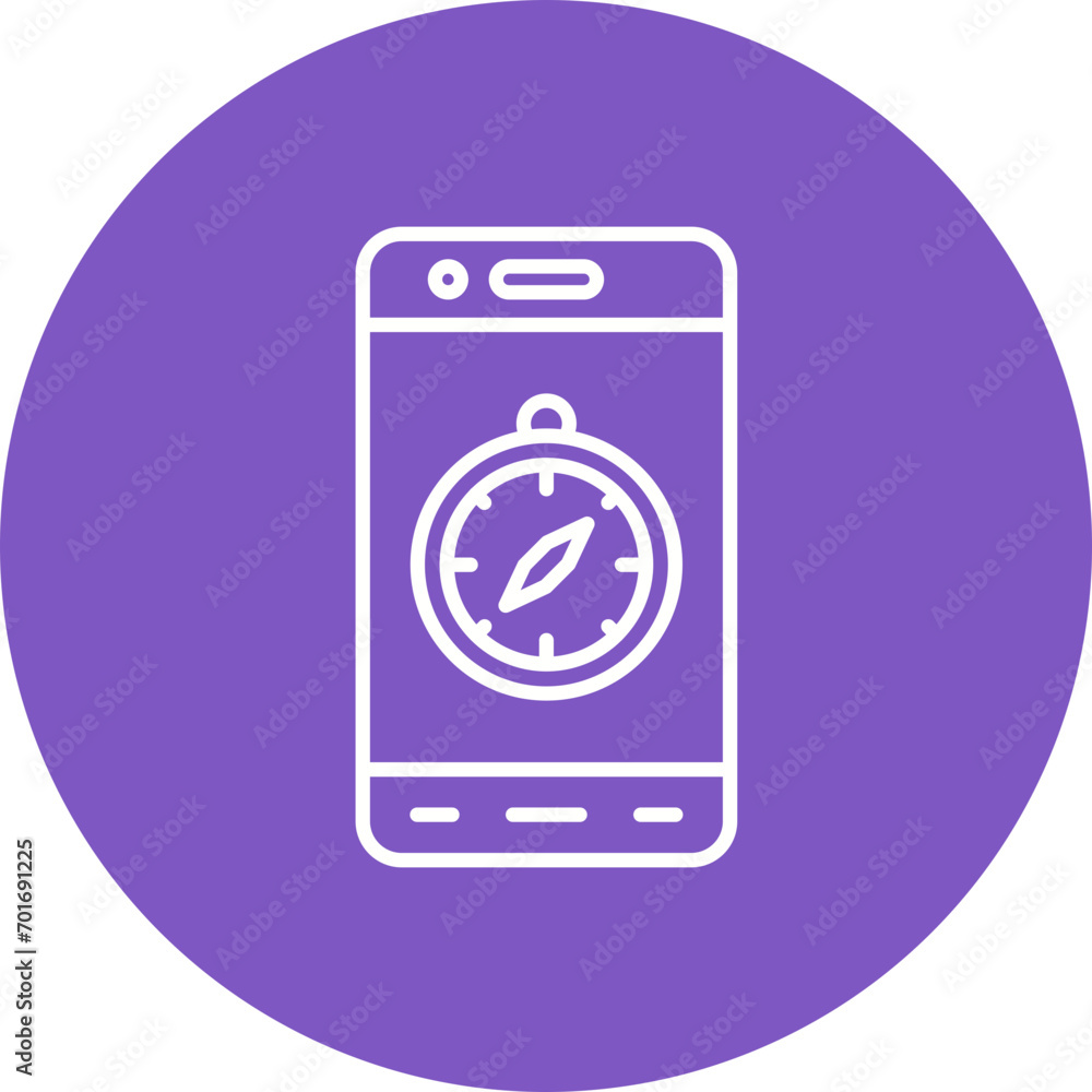 Mobile Compass Line Color Icon Mobile Compass Line Color Icon