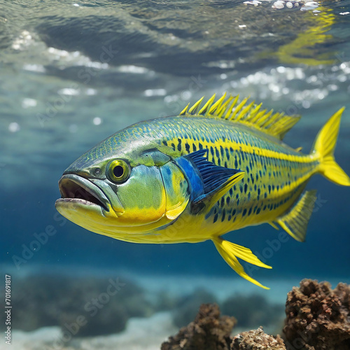Mahi-mahi Colorful Dive into the Oceanic Realms of Elegance and Conservation Triumphs ai generated