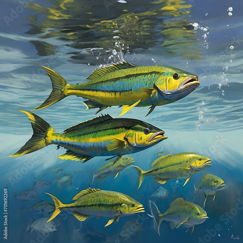 Mahi-mahi Colorful Dive into the Oceanic Realms of Elegance and Conservation Triumphs ai generated