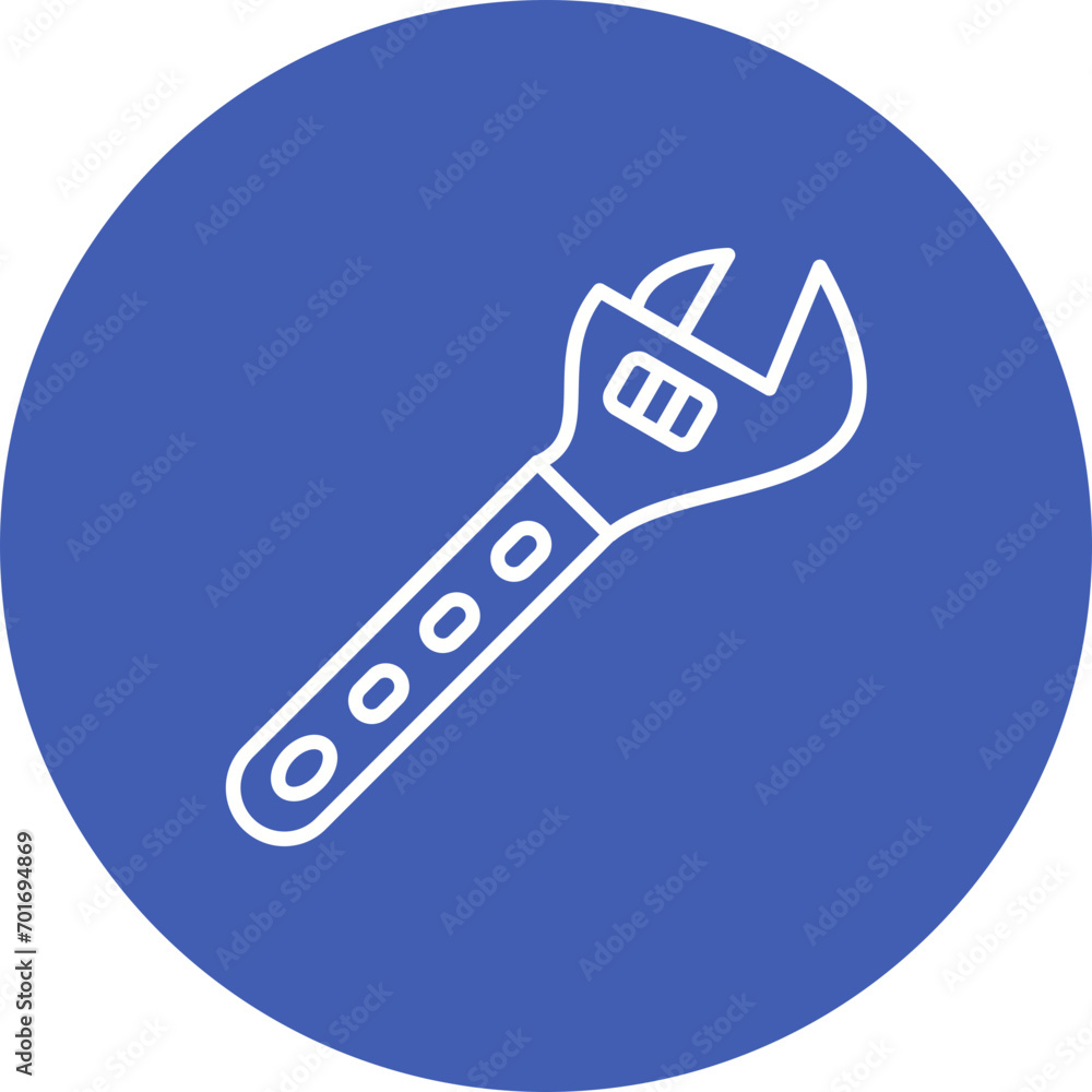 Adjustable Wrench Line Color Icon Adjustable Wrench Line Color Icon