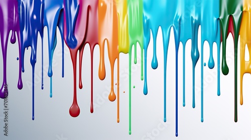 Colorful paint dripping, abstract color mix, colored background, art, ink color mix paint falling, isolated on white photo