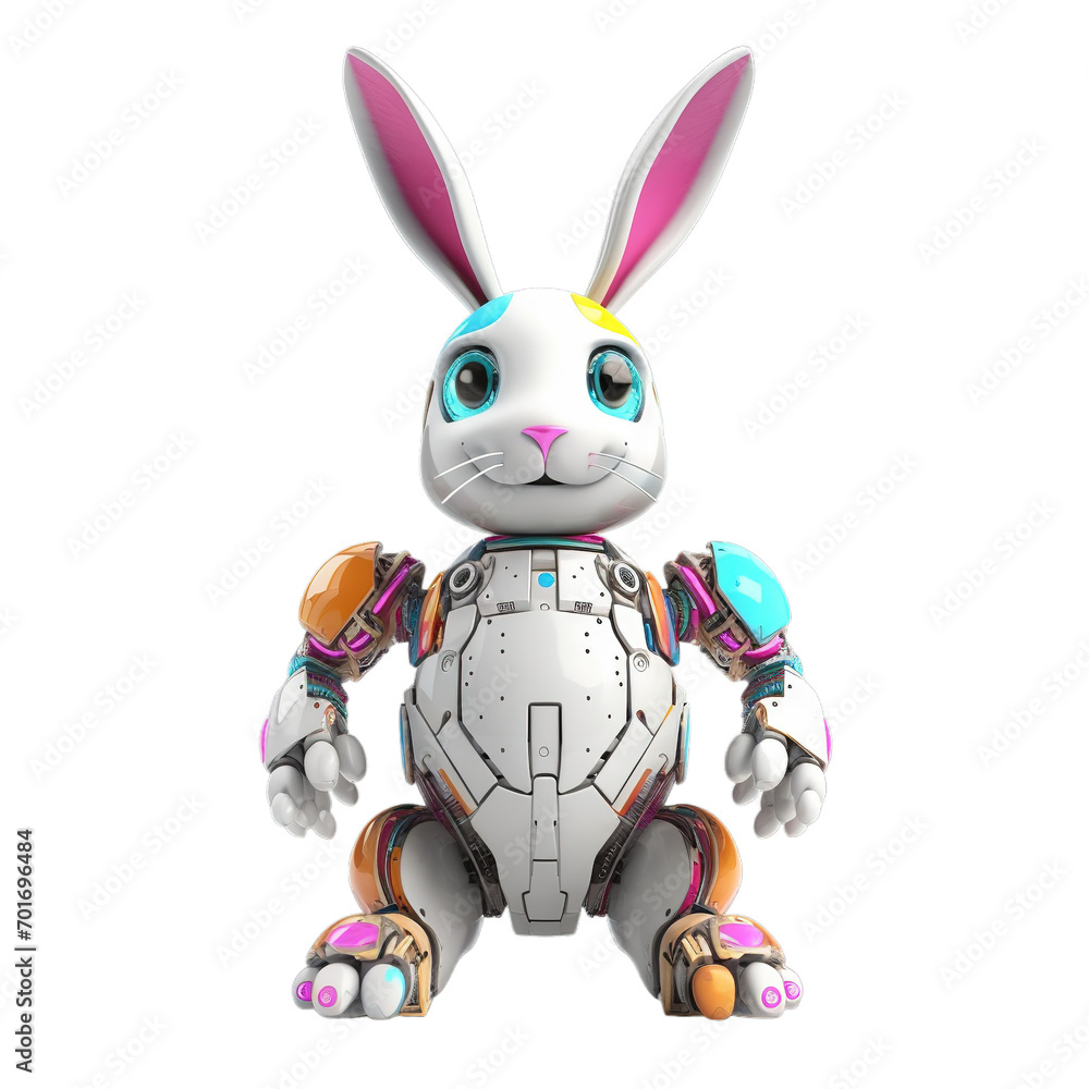 Easter Egg Bunny Robot isolated on transparent background.