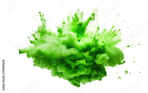 The Dynamic Unleashing of Lush Green Powder Creates a Captivating Display Isolated on a Transparent Background PNG