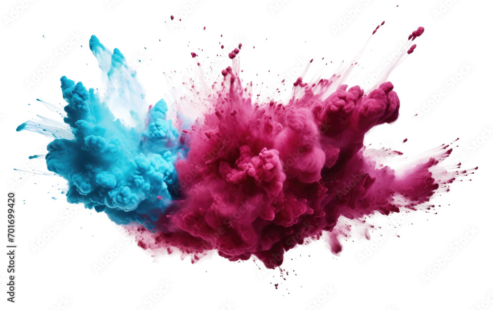 The Dynamic Unleashing of Blue and Pink Powder Isolated on a Transparent Background PNG