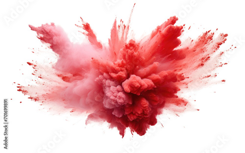 The Intense Fusion of Red and Coral Powders in a Striking Explosive Display Isolated on a Transparent Background PNG