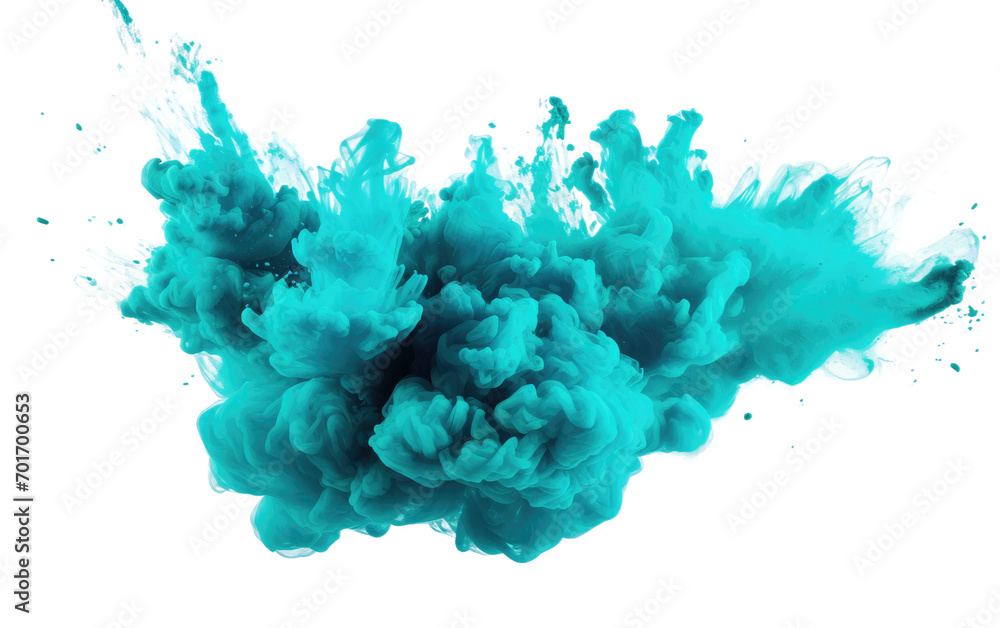 The Energetic Explosion of Teal Powder Unleashing a Luminous Wave Isolated on a Transparent Background PNG