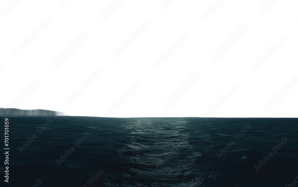 Fototapeta premium Fog Casts a Velvet Veil Over the Dark Sea, Merging with the Night Isolated on a Transparent Background PNG