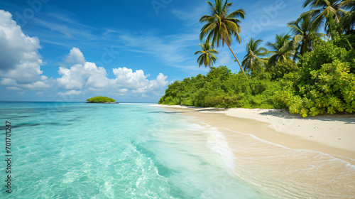 beach with palm trees © daniel