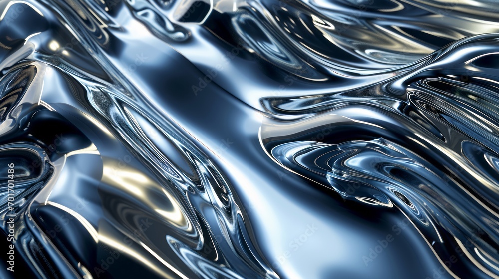 Metallic abstract wavy liquid background with waves