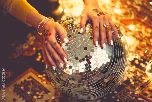 Disco ball blurred background for poster