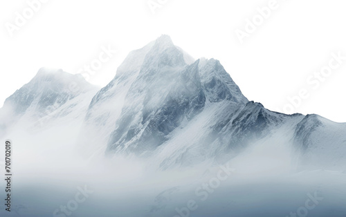 Exploring the Otherworldly Aura of Freezing Fog on Snowy Peaks Isolated on a Transparent Background PNG