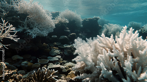 Fototapeta Naklejka Na Ścianę i Meble -  Coral reef that has been bleached and dying by the effects
