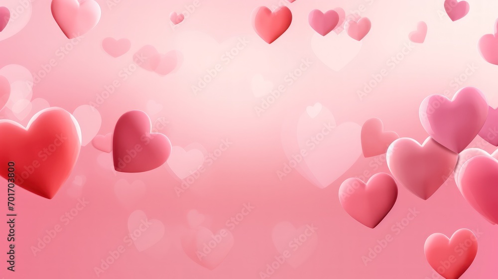 Valentine's day background, flying hearts shape on pink background. Generate AI