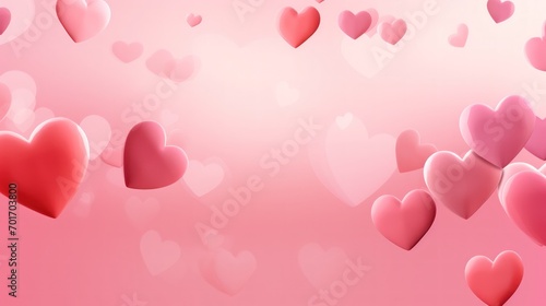 Valentine's day background, flying hearts shape on pink background. Generate AI