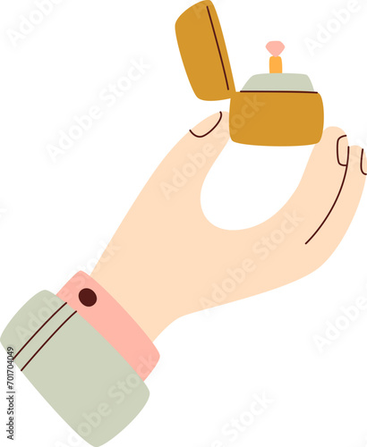 Hand Holding Wedding Ring Box