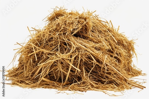 A pile of hay on a white background. Can be used for agriculture or farming concepts