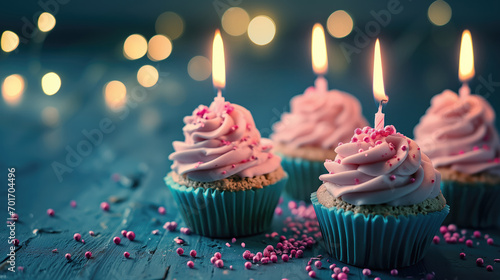 birthday cupcake with candle photo