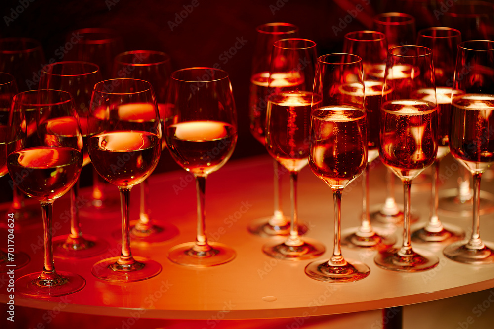 beautiful glasses of wine at an evening festive event beautiful glasses of wine at an evening festive event