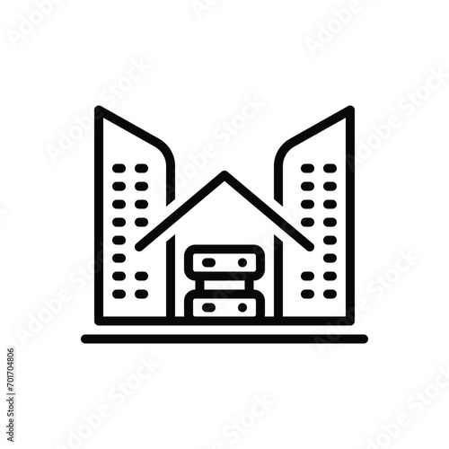 Black line icon for premises 