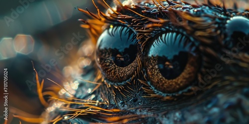 A close-up view of a bug's eye, showcasing intricate details. Perfect for educational materials or scientific publications photo