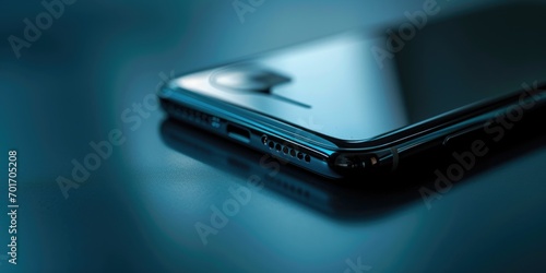 Close up of a cell phone on a table. Suitable for technology, communication, and lifestyle concepts