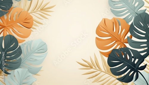 monstera leaves illustration colorful, background