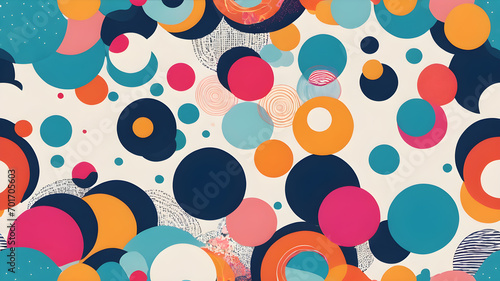 Hand drawn geometric seamless Round circular dot polka dot pattern. doodle. AI generated image, ai