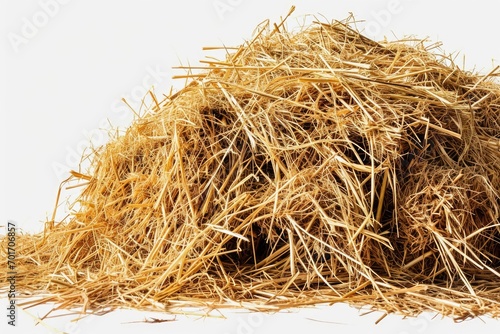 A pile of hay on a white background. Can be used for agricultural or rural-themed designs