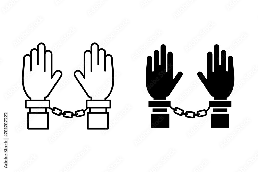 arrested prisoner with handcuff lock outline icon collection or set. police lockup or jail with hand cuff Thin vector line art
arrested prisoner with handcuff lock outline icon collection or set. police lockup or jail with hand cuff Thin vector line art