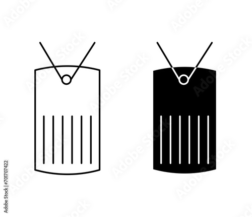 Dog tag linear art icon set. retired army soldier locket chain vector mark for web
