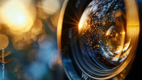 Close up of a camera lens with a blurry background. Perfect for capturing professional and artistic photography. Ideal for websites, blogs, and advertising materials photo