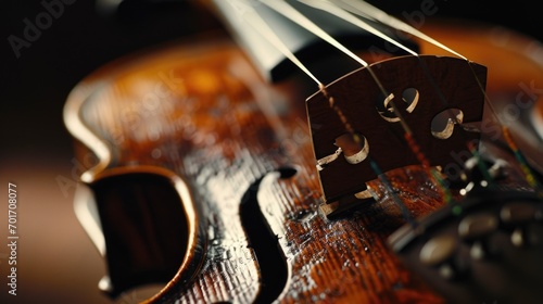 A detailed view of the strings on a violin. Perfect for musicians or music-related projects