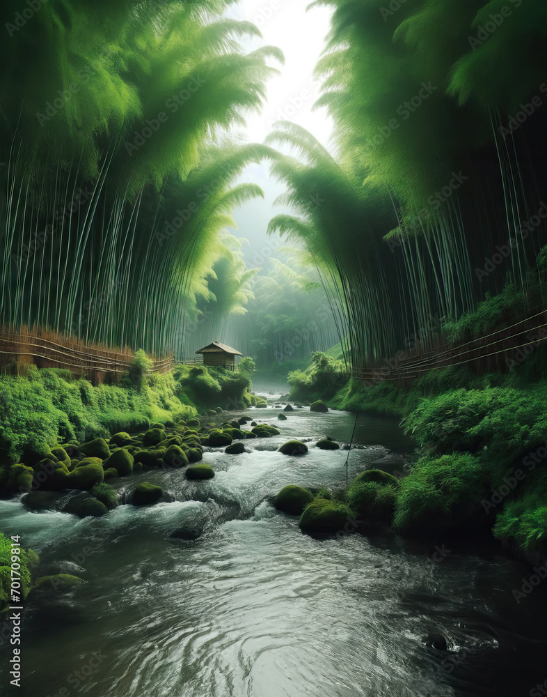green bamboo and river nature view green bamboo and river nature view