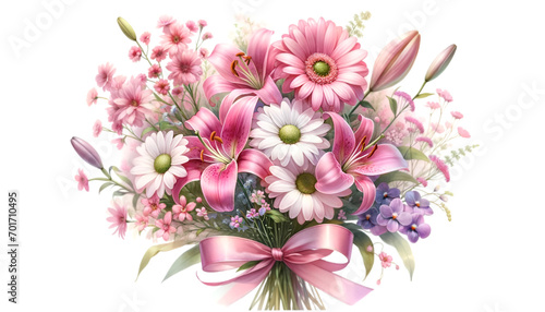 Watercolor of a very beautiful pink flower bouquet. Flowers bunch for valentine's day. © Clip Arts Fusion 