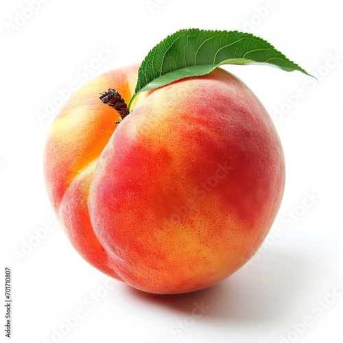 Peach isolated. Ripe sweet peach
