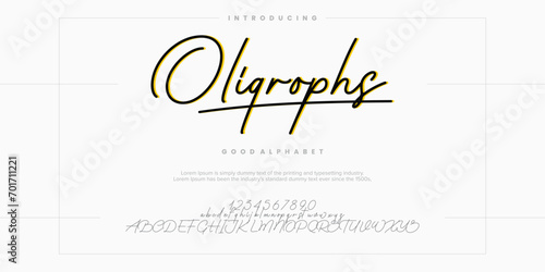 Oligrophs abstract font alphabet. Minimal modern urban fonts for logo, brand etc. Typography vector illustration
