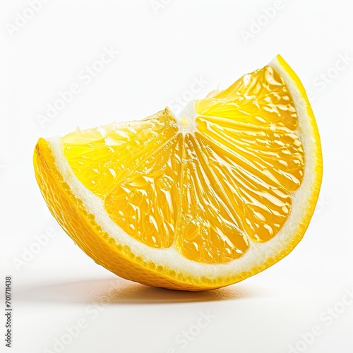 Slice of fresh ripe lemon fruit isolated on white