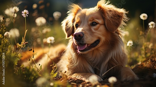 A dog enjoying a day outdoors. AI generate illustration © PandaStockArt
