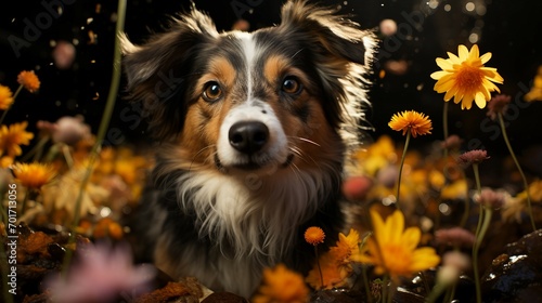 Dog capturing the beauty natural. AI generate illustration