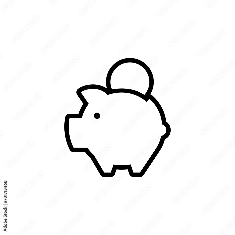 piggy bank icon with coin symbol, made in line style. piggy bank icon with coin symbol, made in line style.