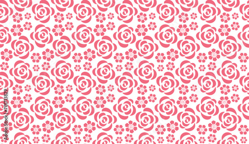 Flower geometric pattern. Seamless vector background. Pink and white ornament