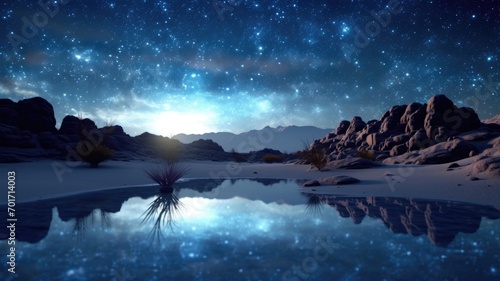 a starry night over pixelated desert dunes