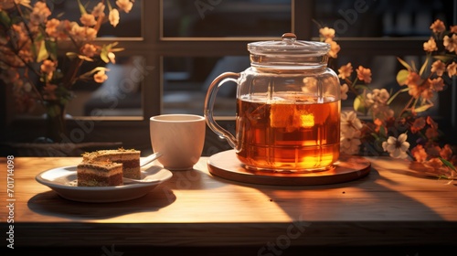 Cold Brew Tea on Wooden Table