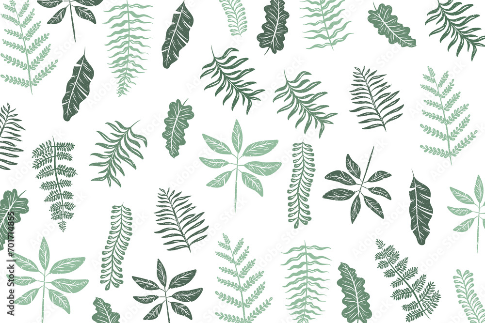 seamless pattern with leaves - obrazy, fototapety, plakaty 