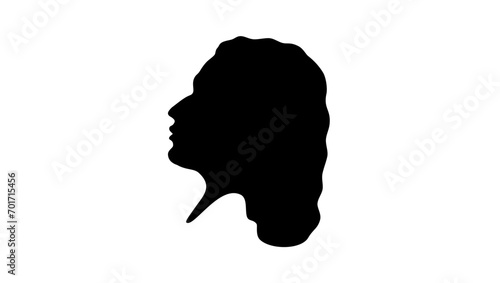 Young Indian beautiful woman, black isolated silhouette